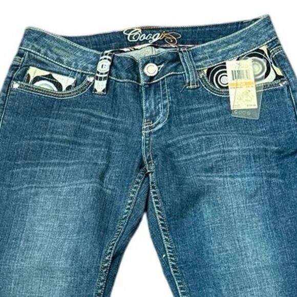 Rare NWT Vintage Coogi 29"W 31"L Low-Rise Flare Jeans Y2K Geometric Embroidery - Picture 4 of 16